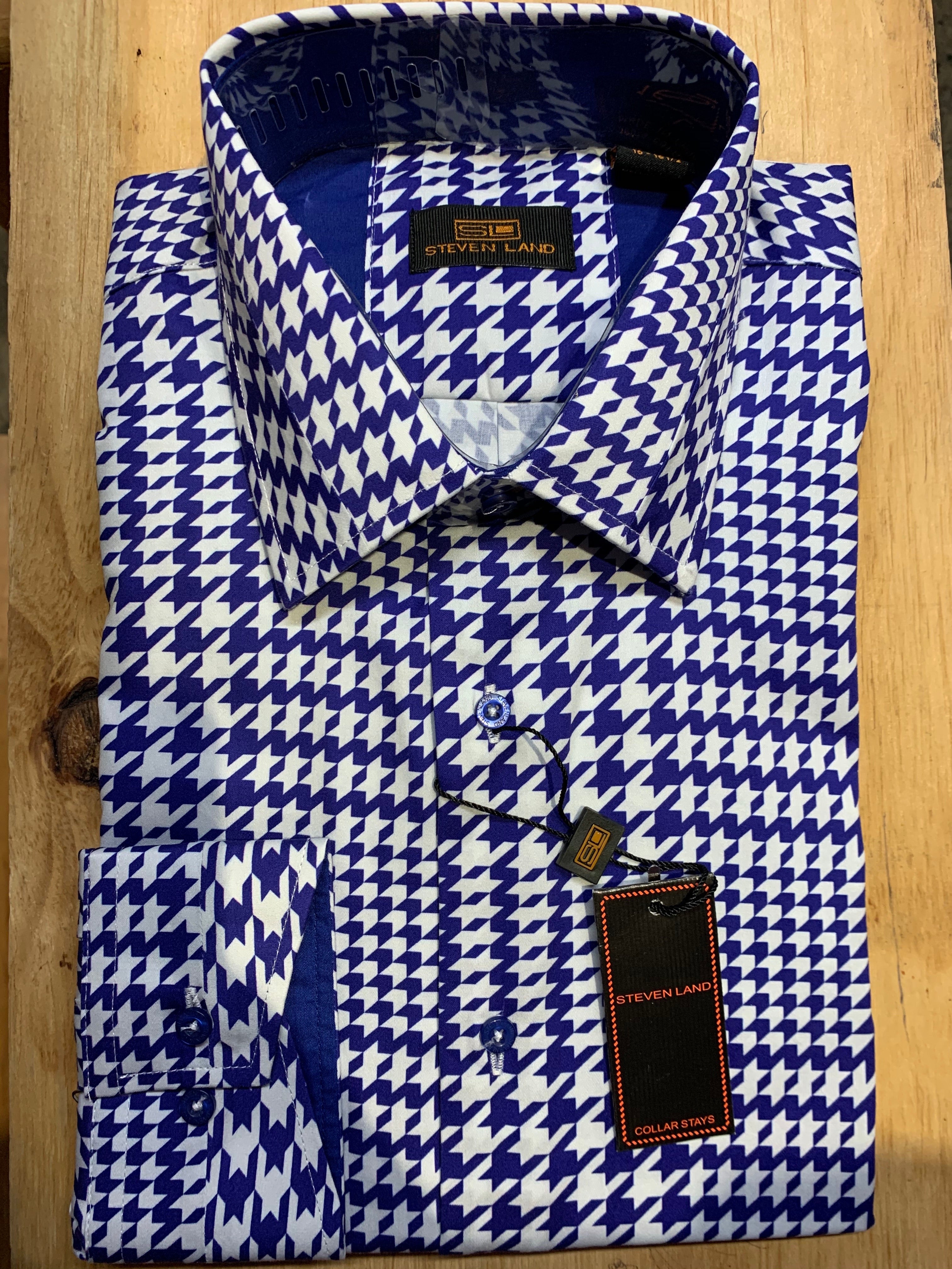 Steven Land | Split Collar Houndstooth ...